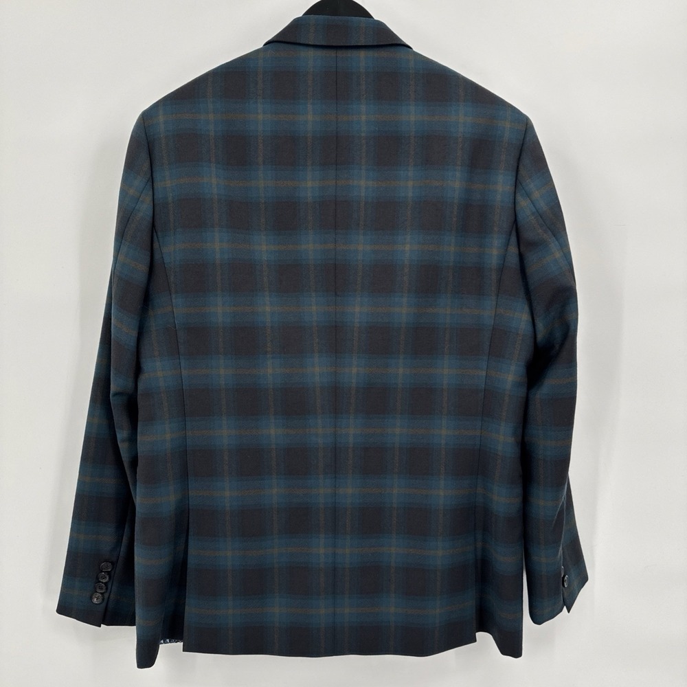 Paul Smith London Men 42/52 Teal Black Windowpane Wool Sport Coat Portugal - Picture 13 of 14